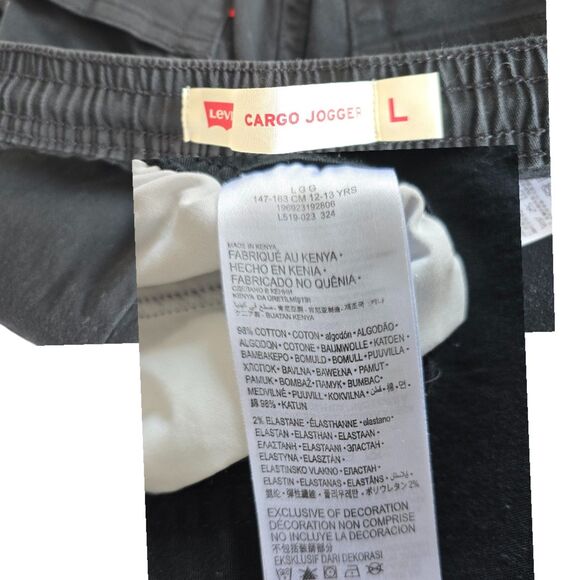 Relaxed Black Drawstring Cargo Jogger Pants Big Boys Large by Levi's - Picture 2 of 7